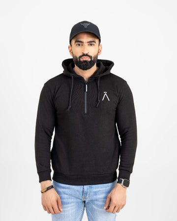 BLACK ZIPPER HOODIE