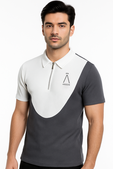 Arzen Eclipse Waffle Zip Polo