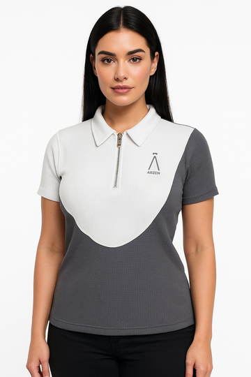 Arzen Eclipse Waffle Zip Polo