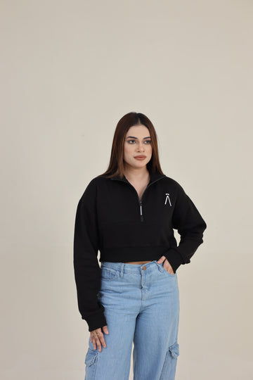 BLACK SNUG FLARE CROP TOP