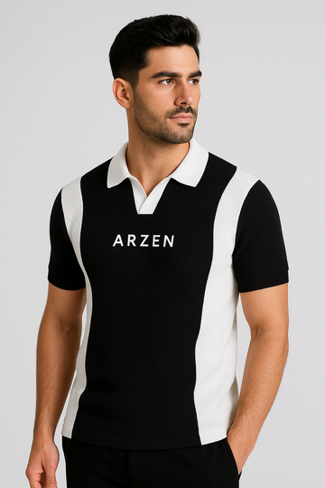 Arzen Waffle Knit Contrast Polo