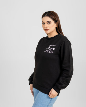 BLACK BASIC WOMEN SWEATSHIRT