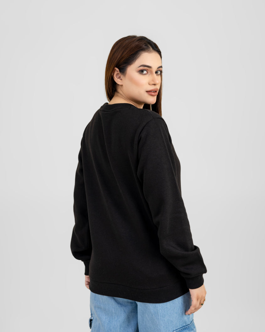 BLACK BASIC WOMEN SWEATSHIRT