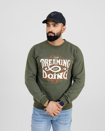 FOREST GREEN PRINTED SWEATSHIRT