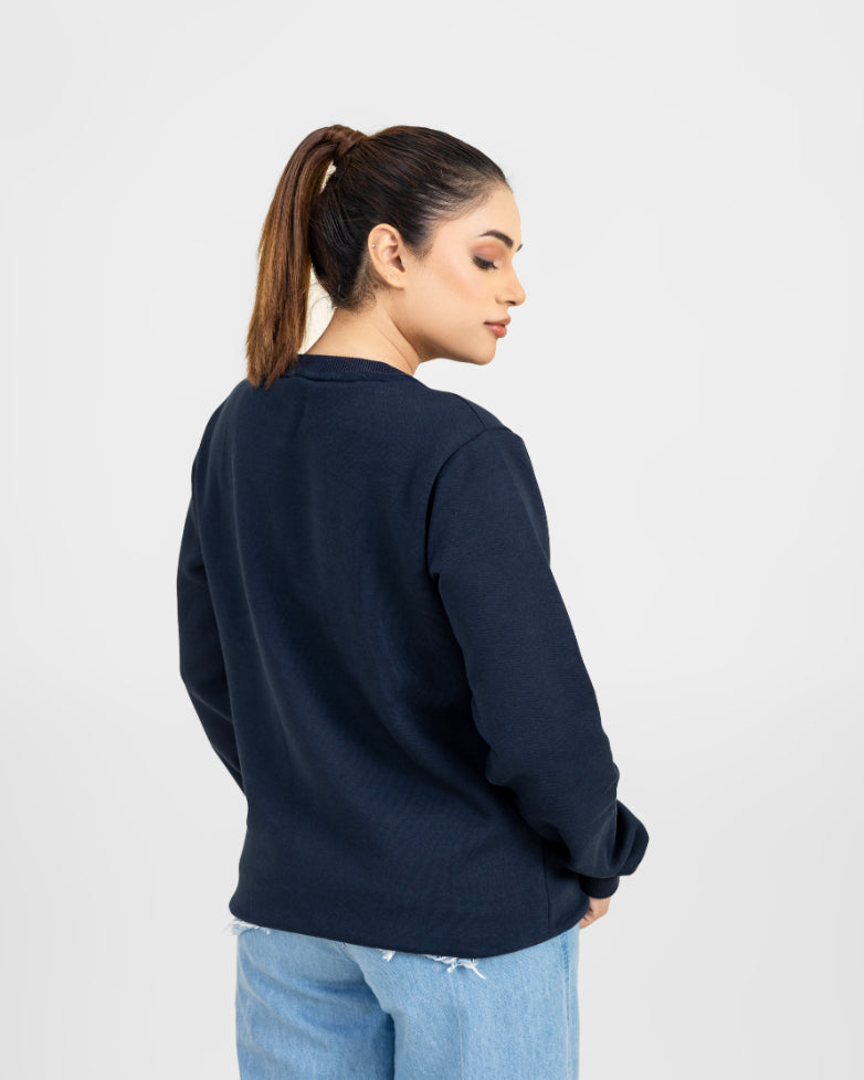 NAVY PRINTED WOMEN SWEATSHIRT