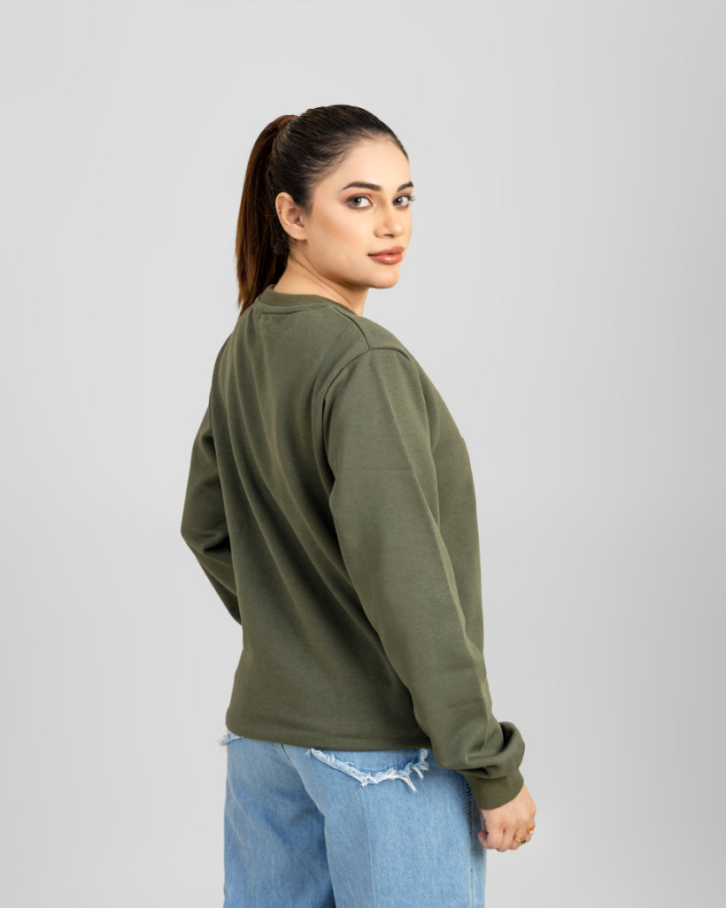 FOREST GREEN PRINTED WOMEN SWEATSHIRT