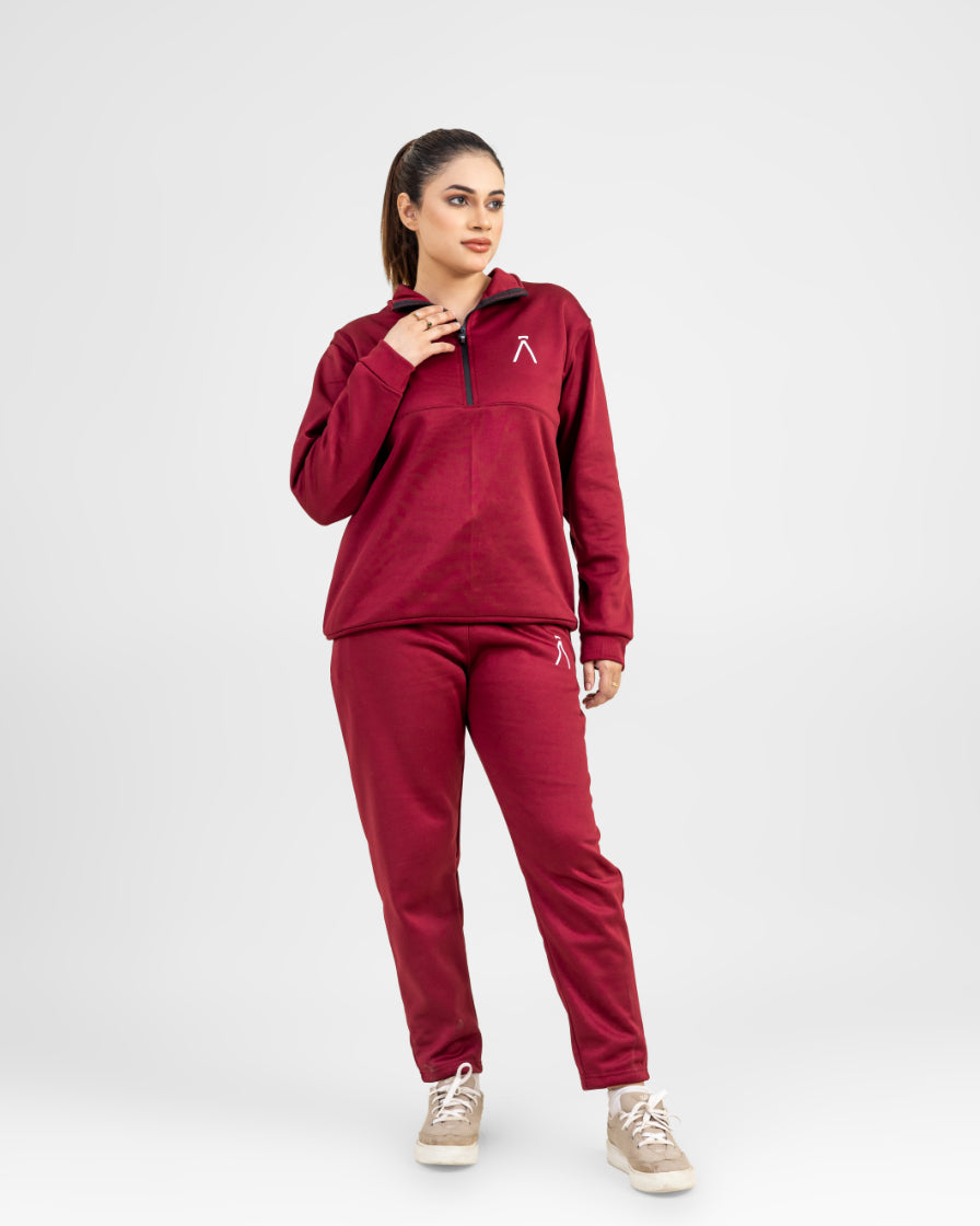 MAROON BASIC WINTER WOMEN TRACKSUIT