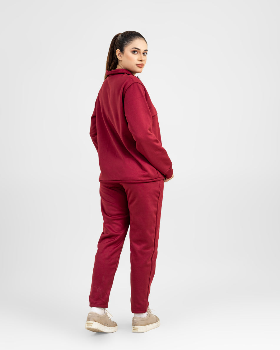 MAROON BASIC WINTER WOMEN TRACKSUIT