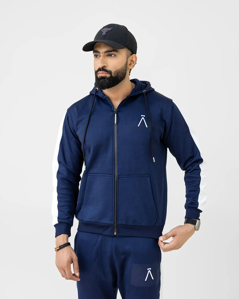 NAVY-BLOCK HOODED WINTER TRACKSUIT