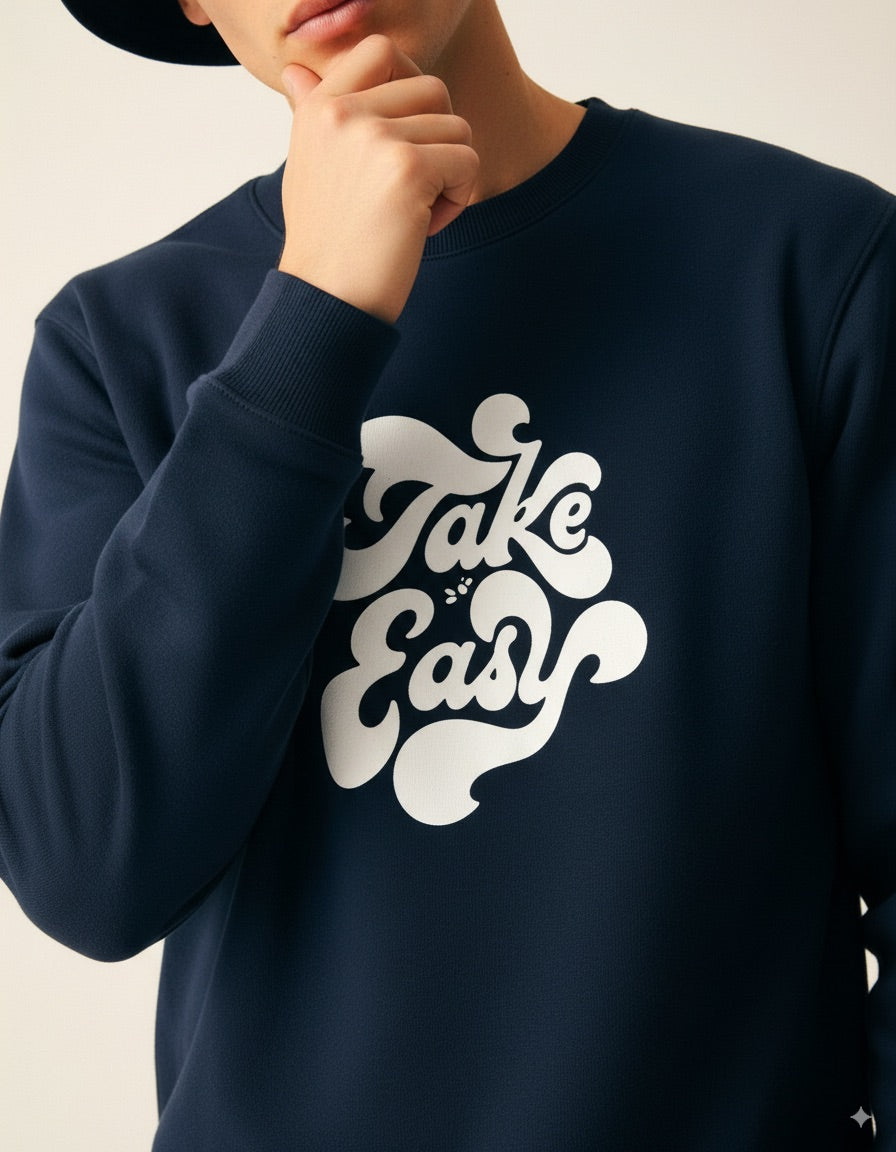 NAVY PRINTED SWEATSHIRT