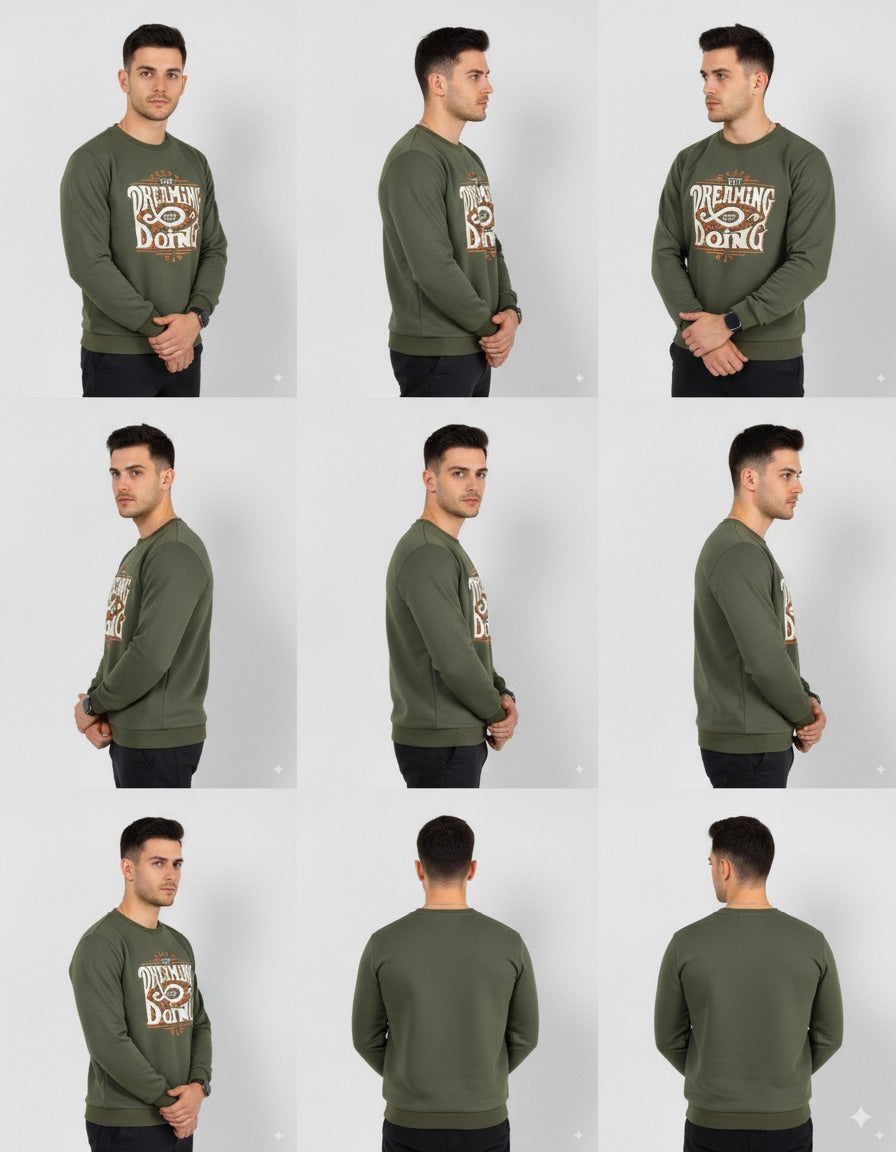 FOREST GREEN PRINTED SWEATSHIRT