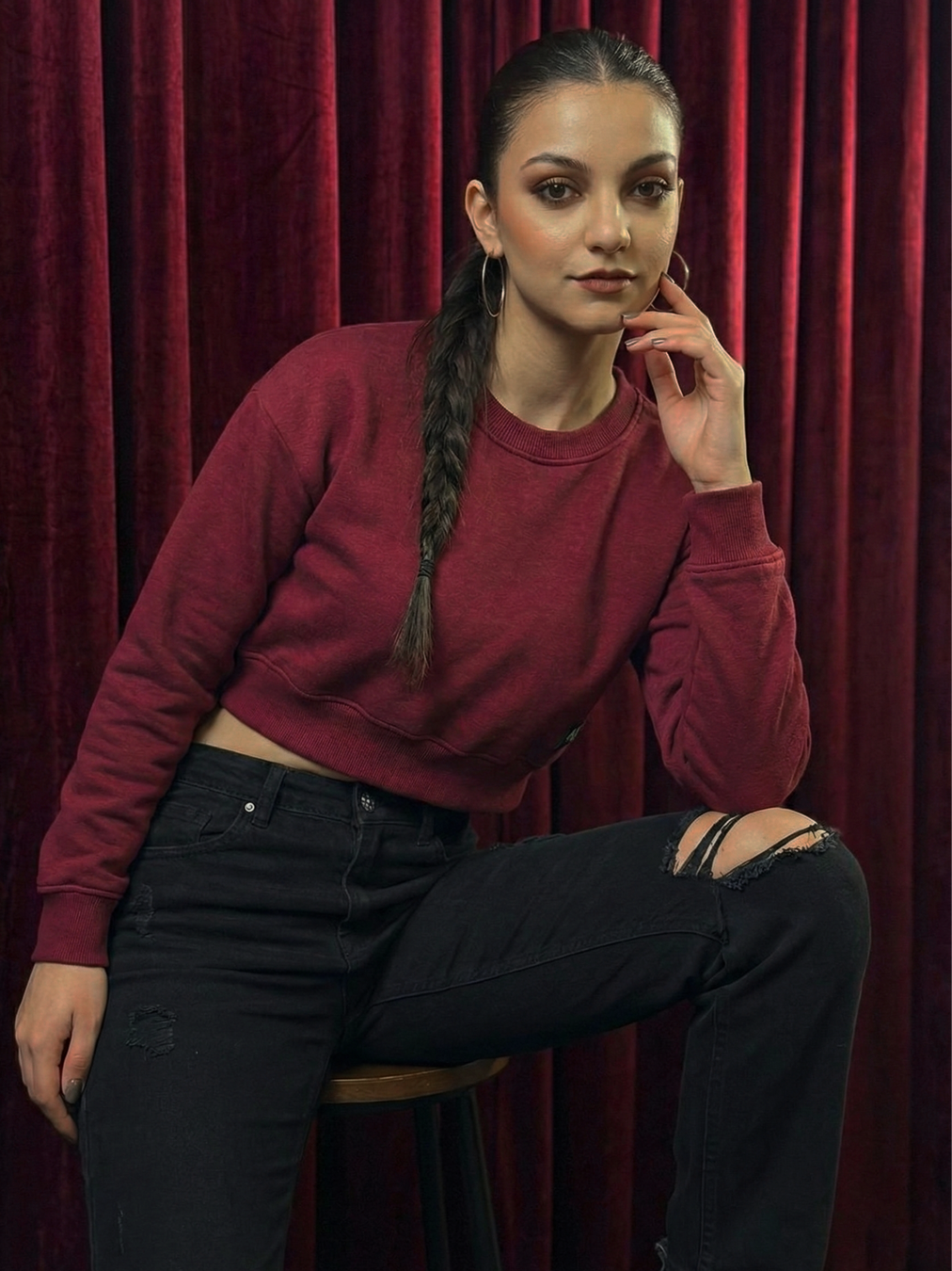 Maroon Sleek CROP TOP