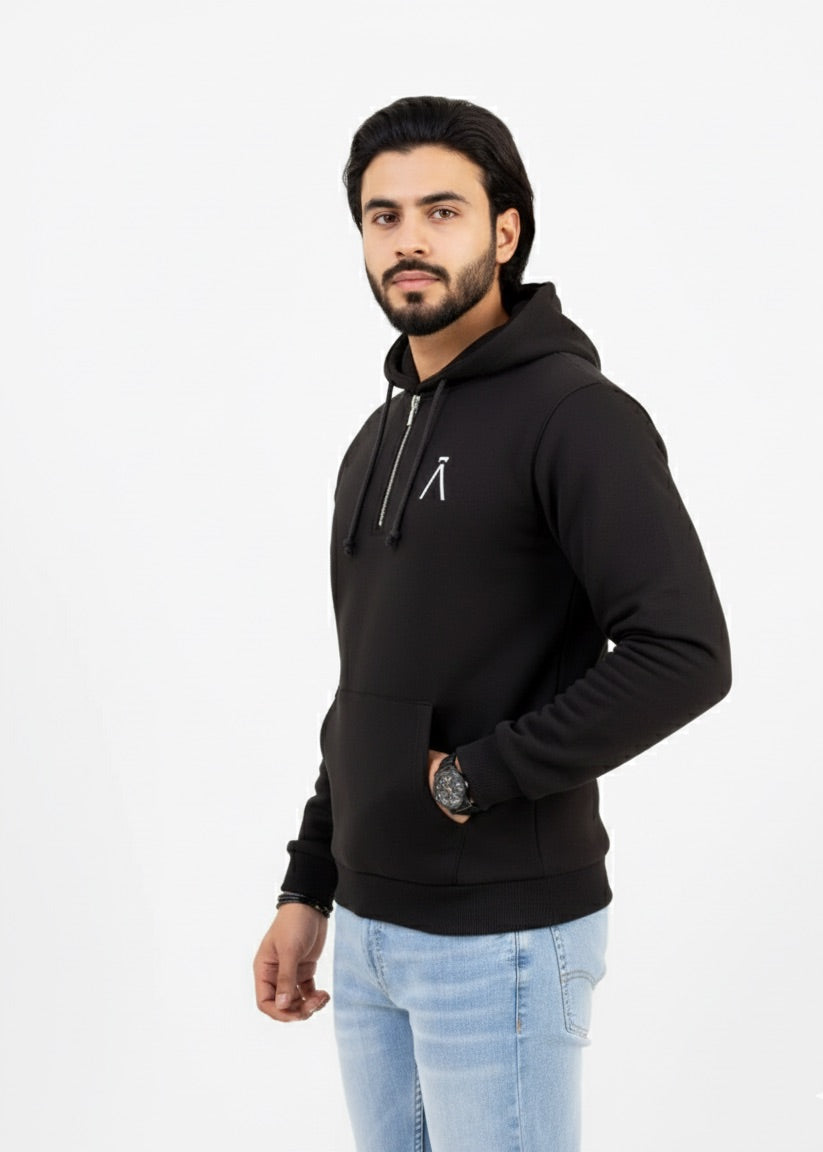 BLACK ZIPPER HOODIE