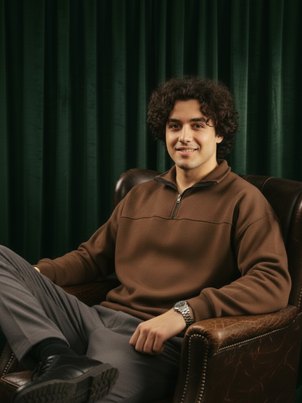 Brown Quarter Zipper