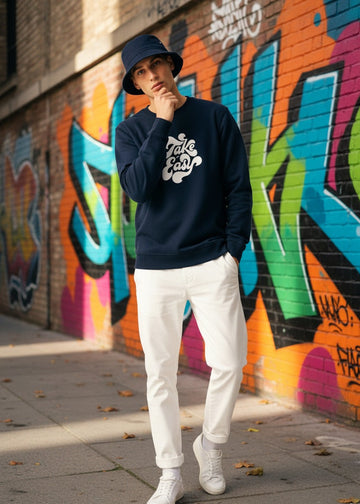 NAVY PRINTED SWEATSHIRT
