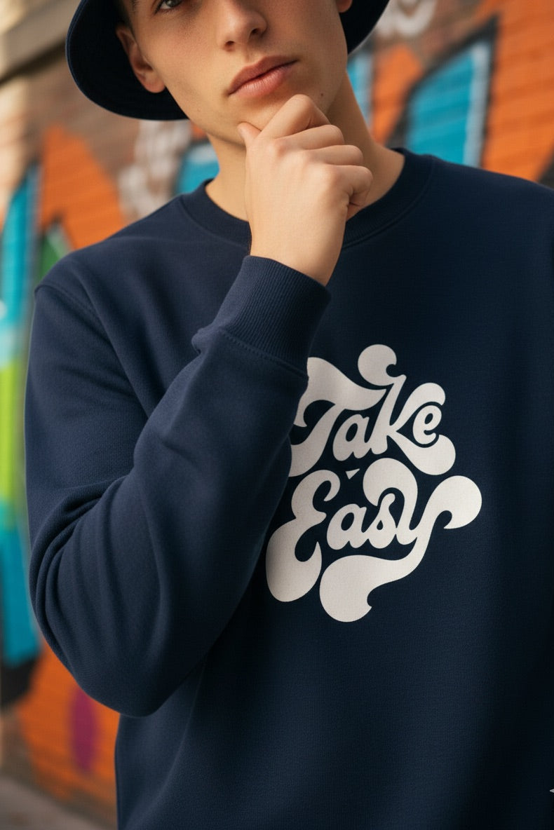 NAVY PRINTED SWEATSHIRT