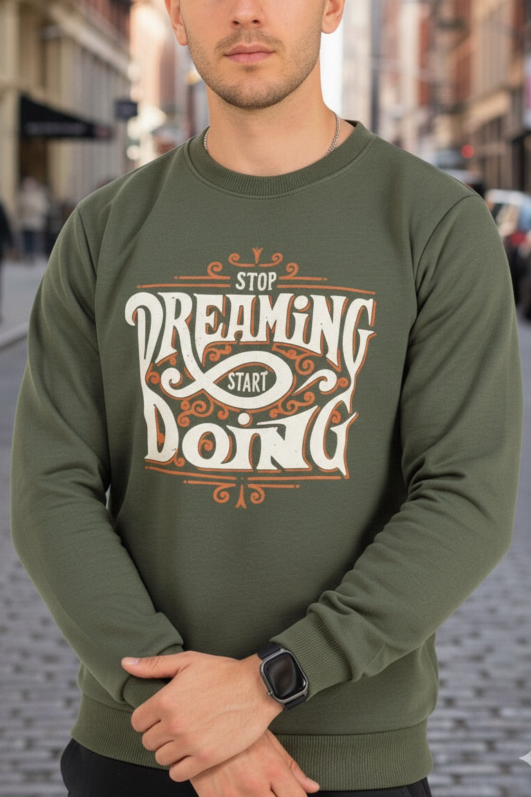 FOREST GREEN PRINTED SWEATSHIRT