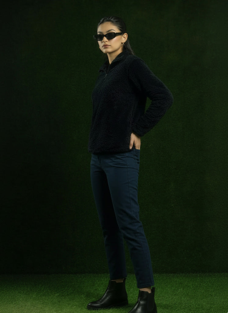 Black Sherpa Mock Neck