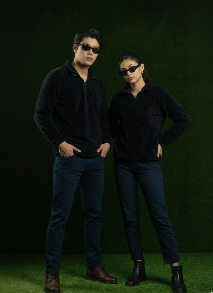 Black Sherpa Mock Neck