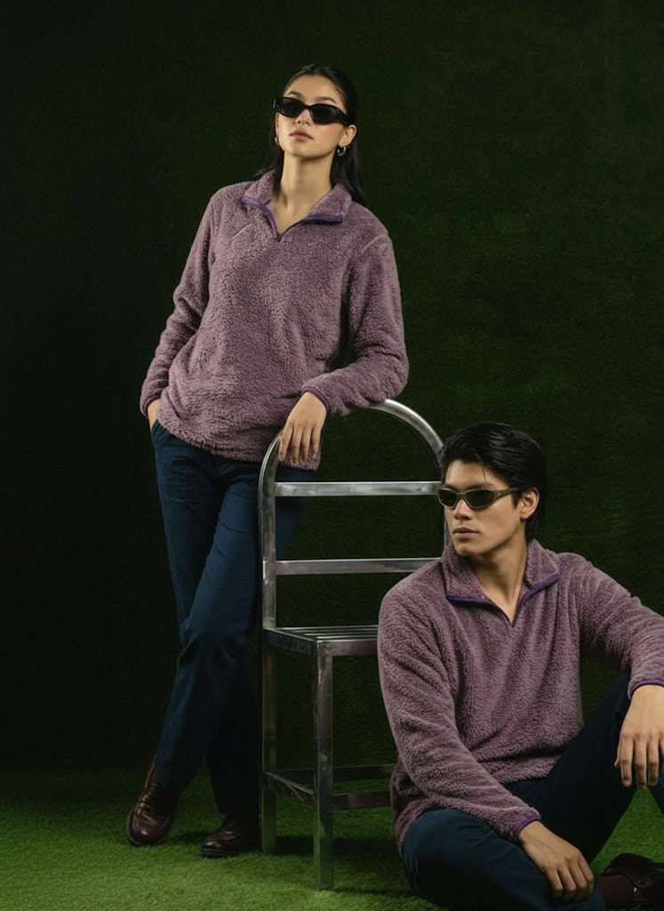 Purple Sherpa Mock Neck