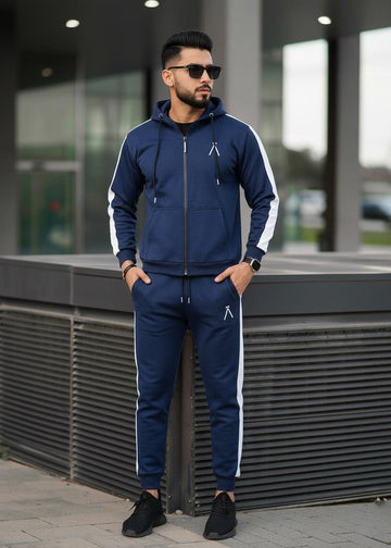 NAVY-BLOCK HOODED WINTER TRACKSUIT